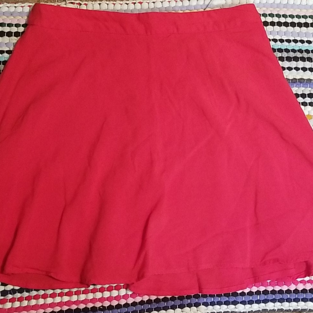 Red flowy skater mini skirt